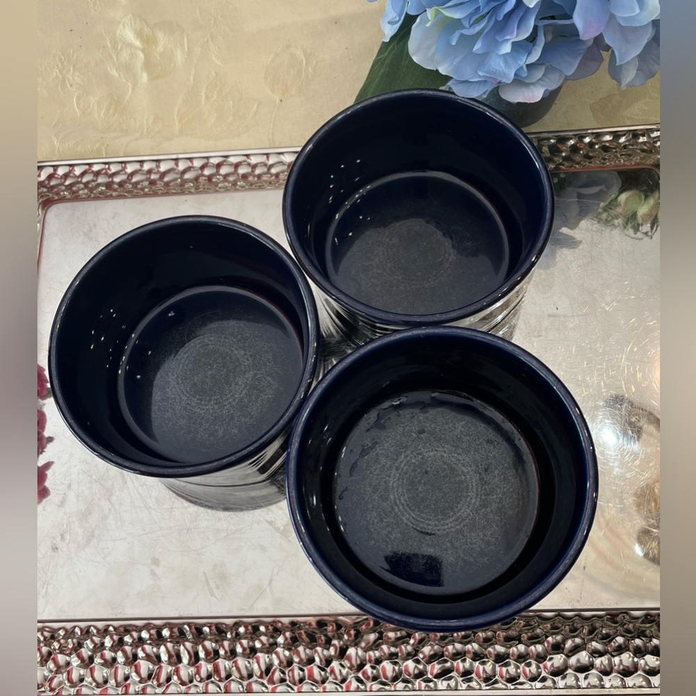 3-Fiesta Cobalt Blue Square Soup/Cereal Bowl (Intro 1986) by HOMER LAUGHLIN
